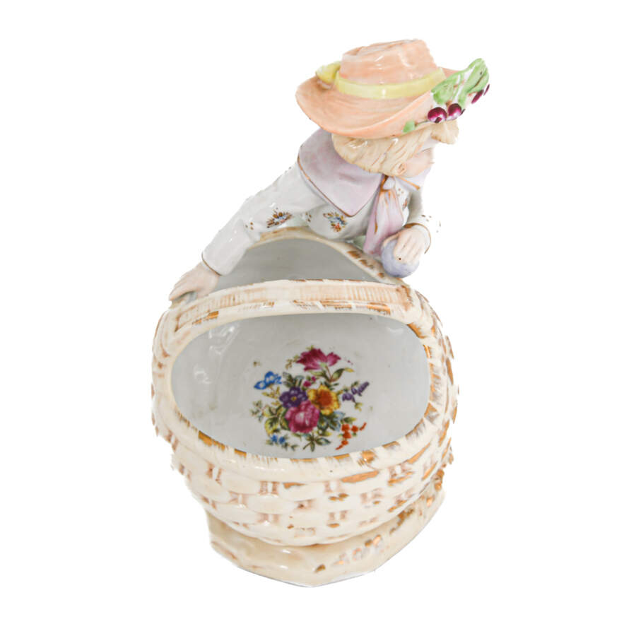 Dresden German Boy and Basket Grouping Figure-3
