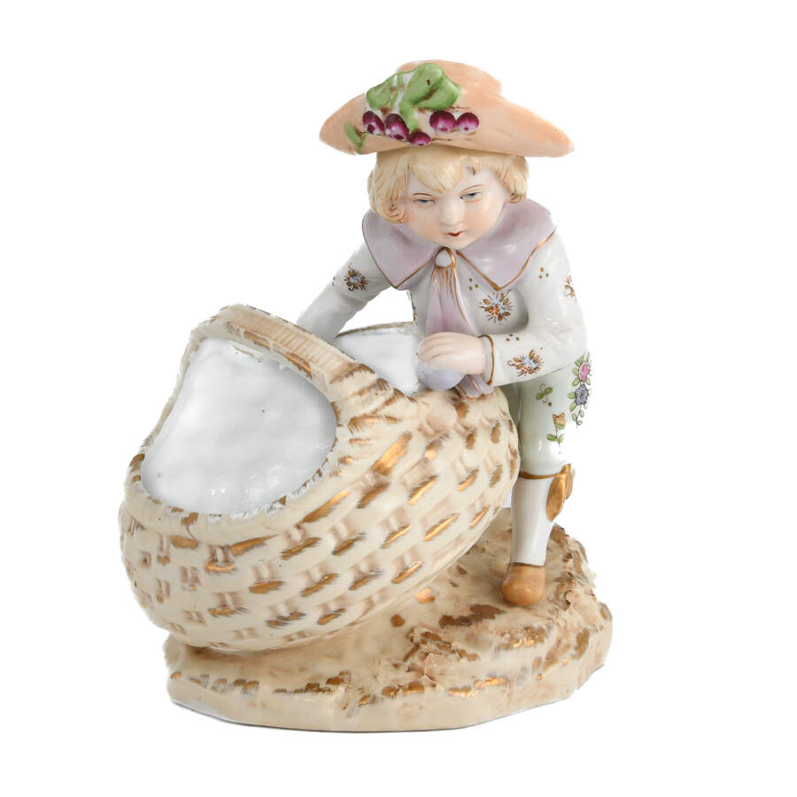 Dresden German Boy and Basket Grouping Figure-1
