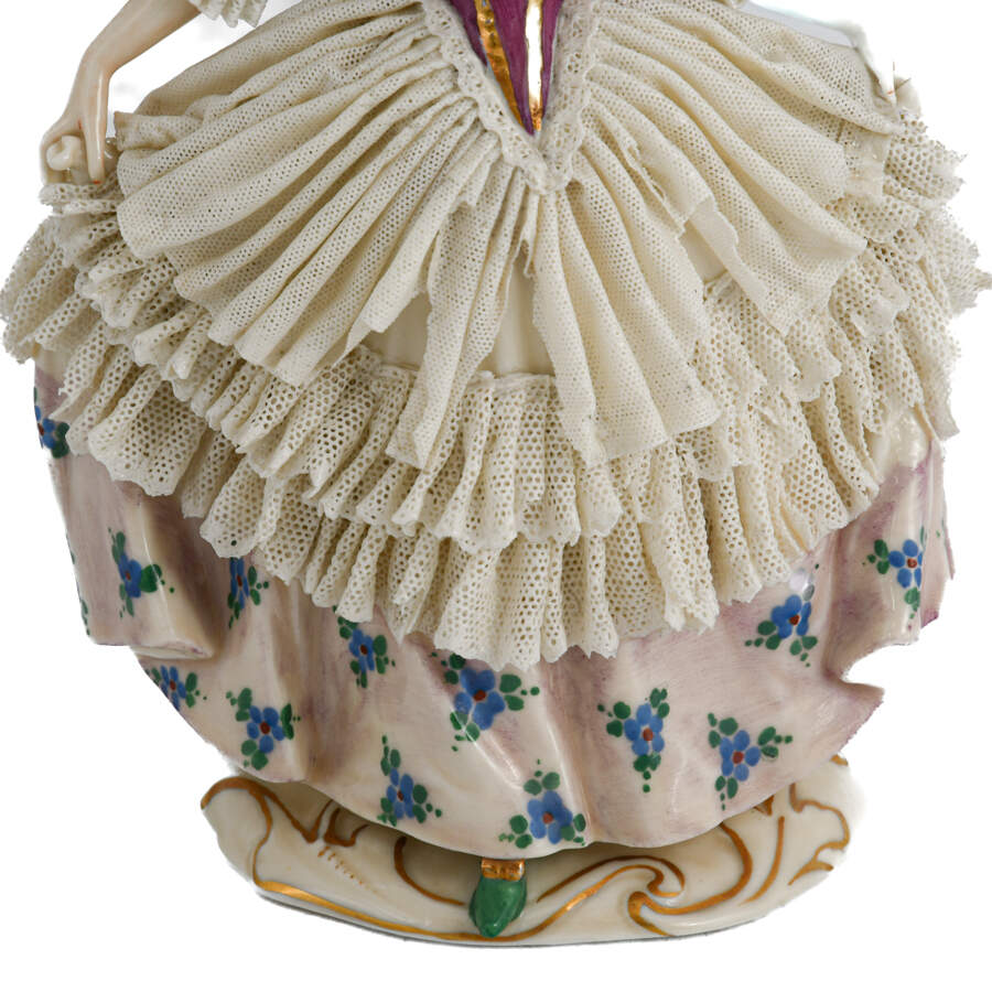 Dresden Porcelain and Lace Dancing Couple-3