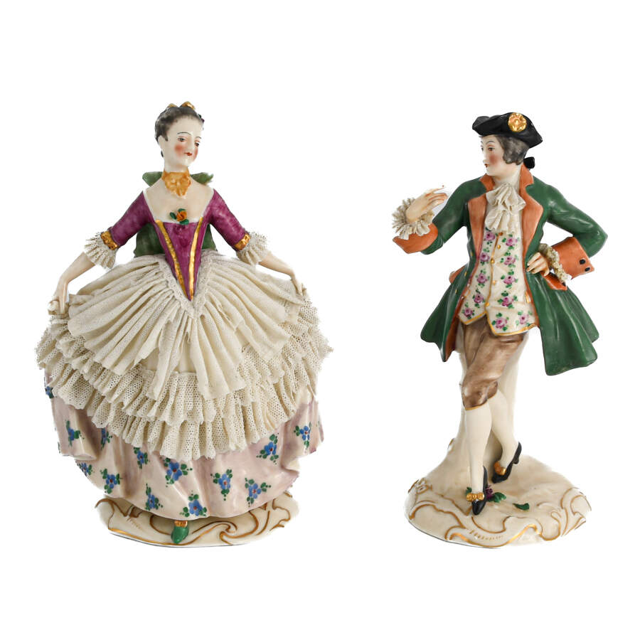 Dresden Porcelain and Lace Dancing Couple-1