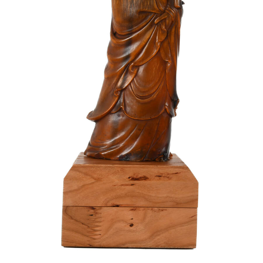 Antique Chinese Guanyin Carved Horn-6
