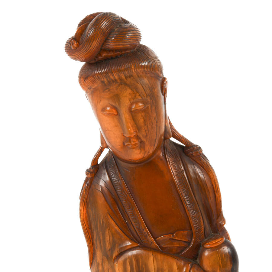 Antique Chinese Guanyin Carved Horn-5