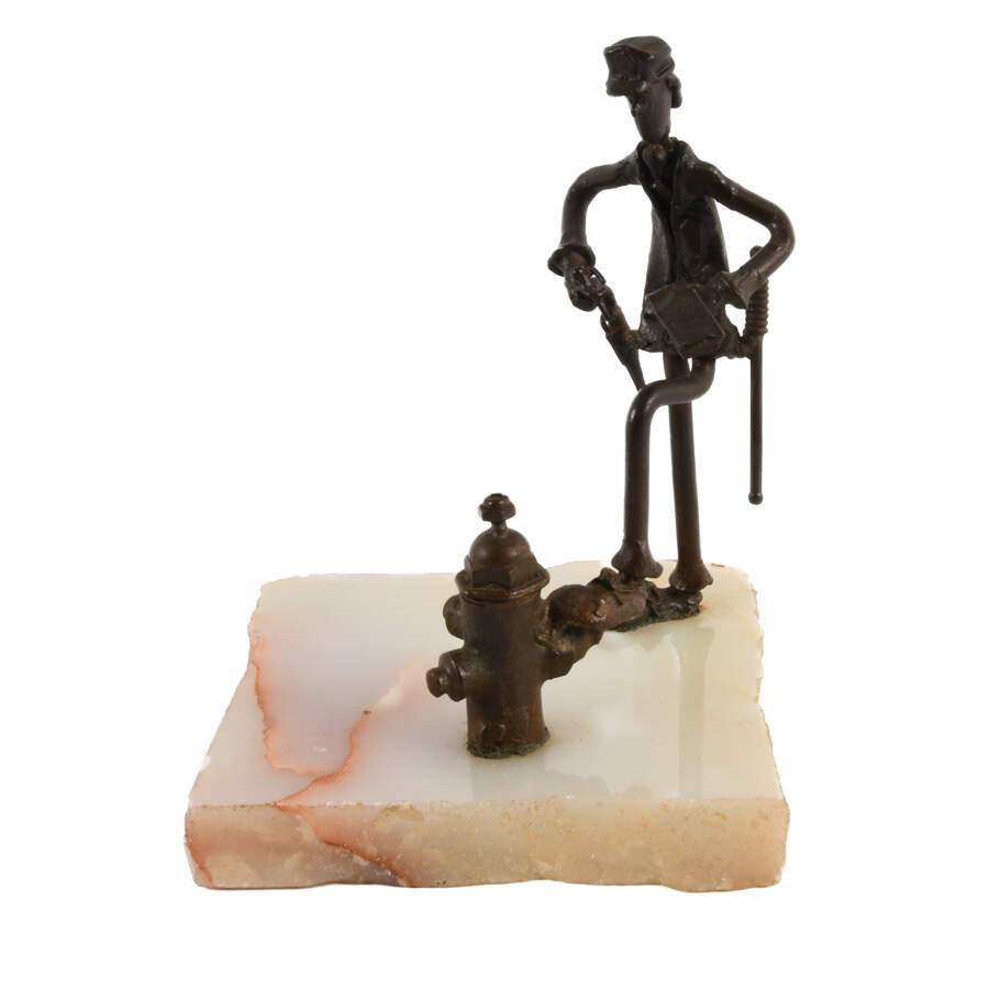 Whimsical Figural Screw Sculpture on Onyx Base-4