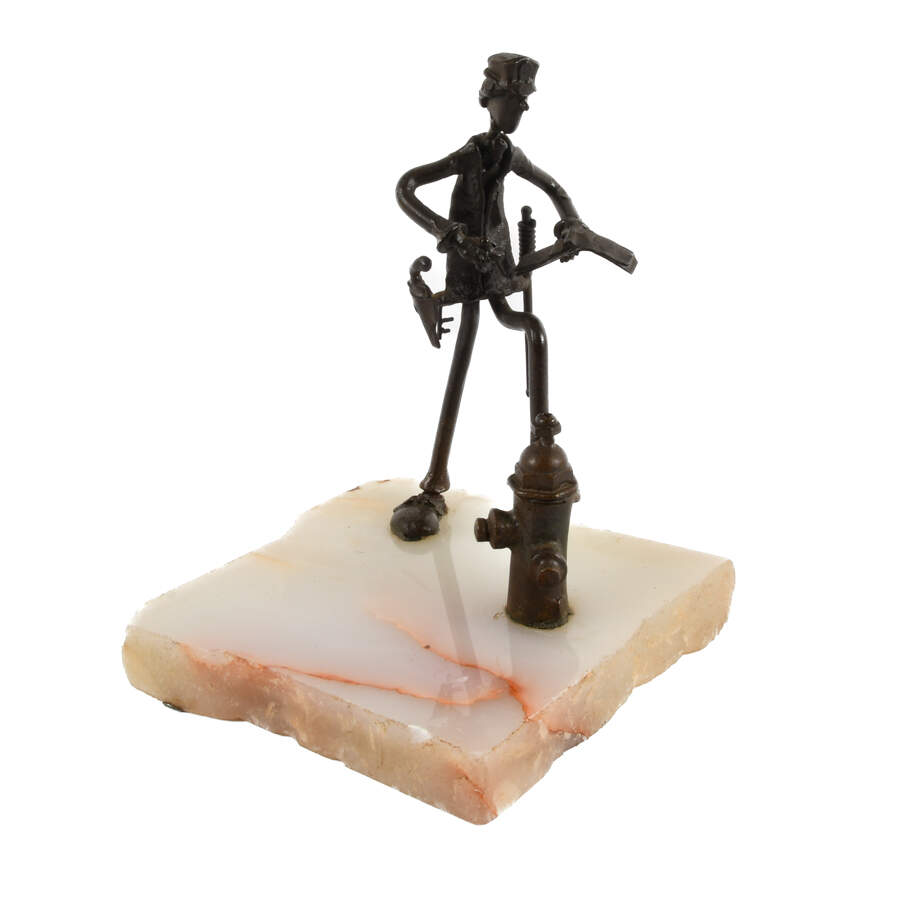 Whimsical Figural Screw Sculpture on Onyx Base-3