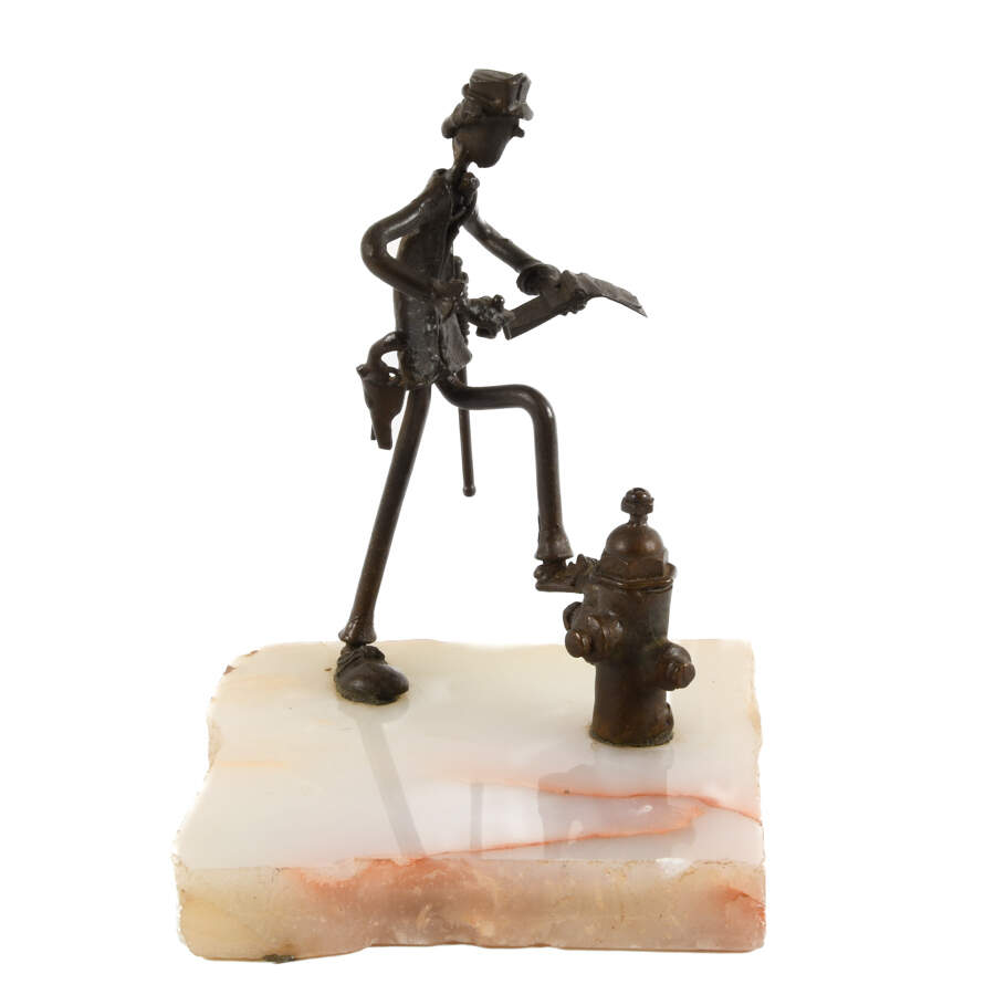Whimsical Figural Screw Sculpture on Onyx Base-1
