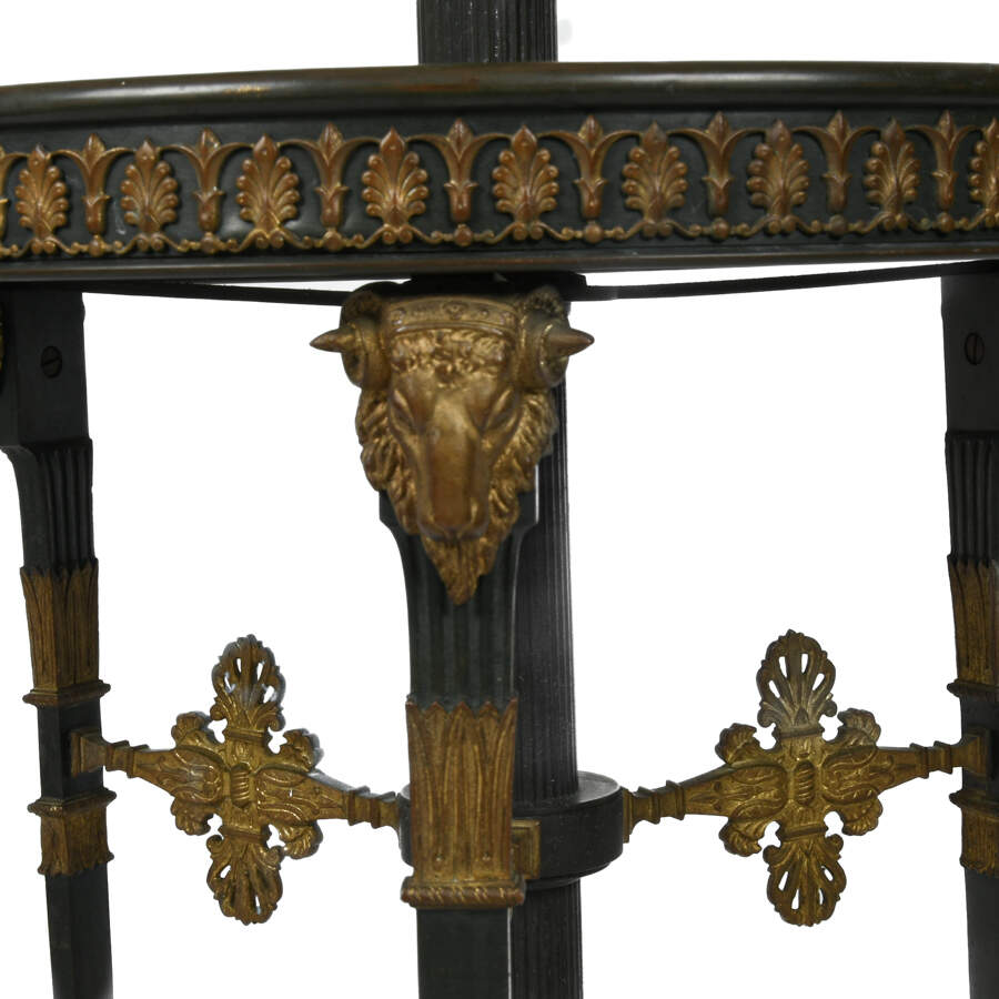Antique Bronze and Gilt Empire Style Electrified Oil Table Lamp-4