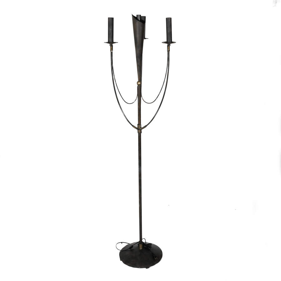 Arts and Crafts Wrought Iron Floor Lamp-1