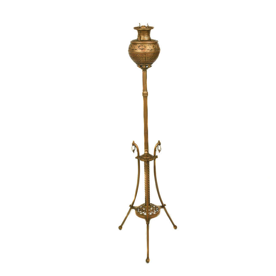 Victorian Brass Piano Parlor Floor Lamp-5