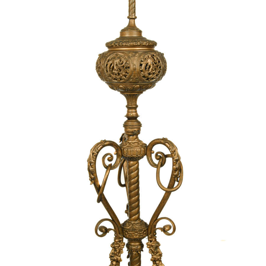 Victorian Ornate Brass Floor Lamp-4