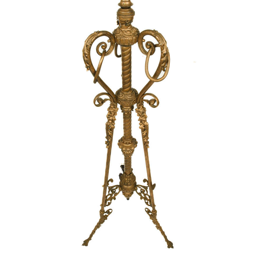 Victorian Ornate Brass Floor Lamp-2