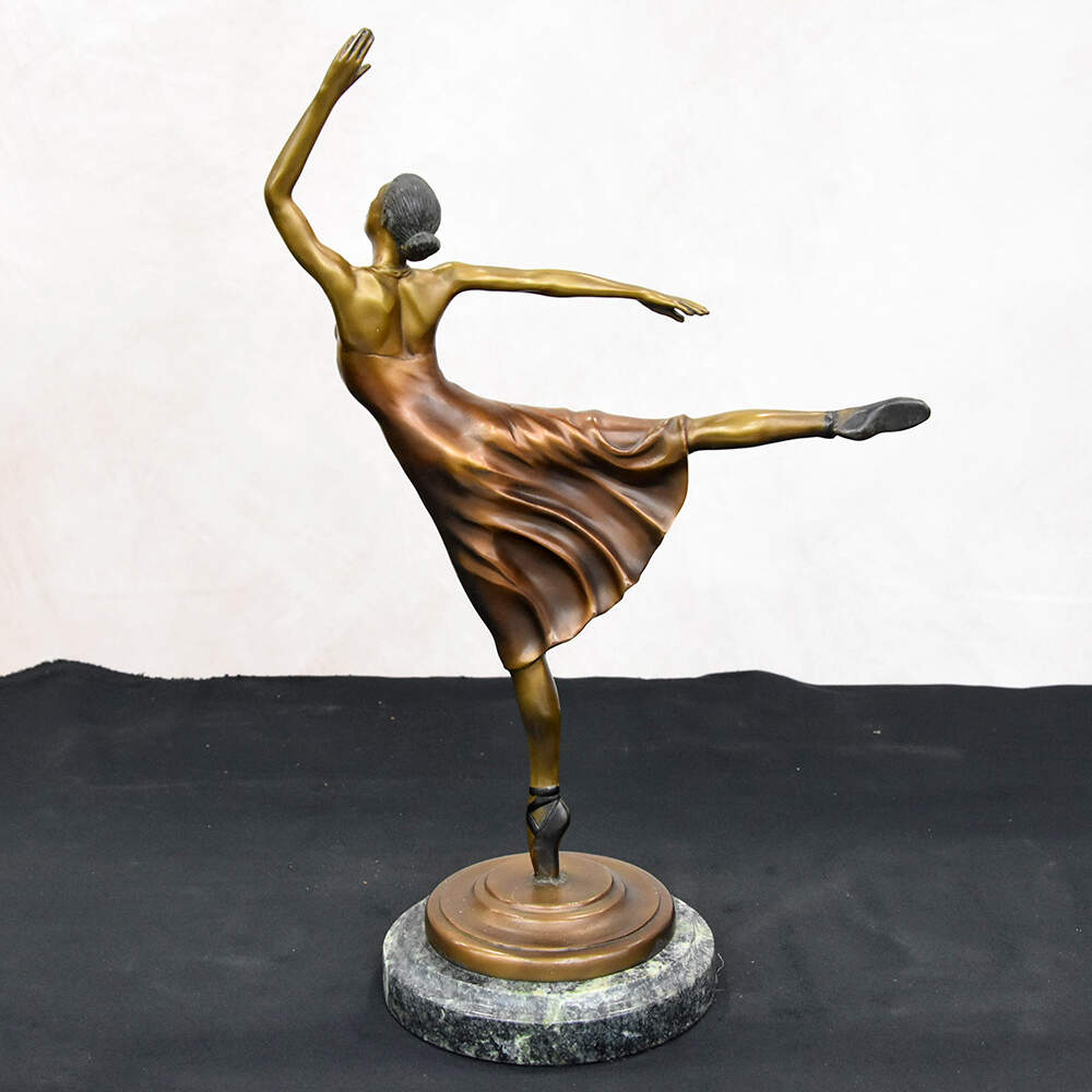 Vintage "Ballerina Girl" Arabesque Statuette on Marble Base-4