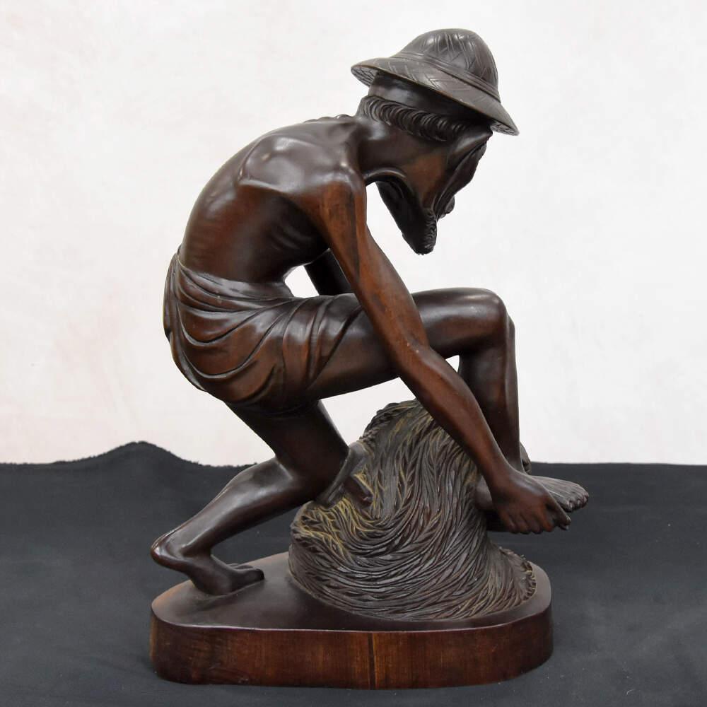 Hancock Wooden Figure of a Fisherman from Bali-6