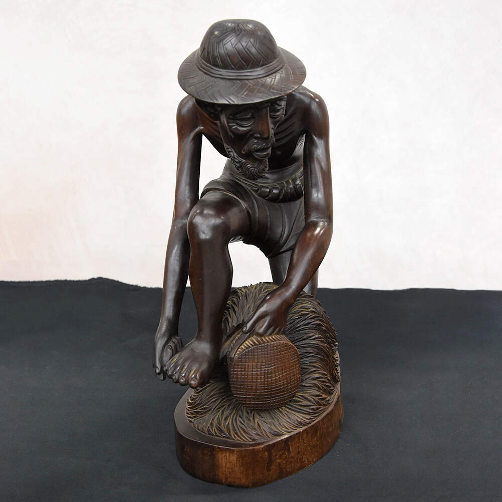 Hancock Wooden Figure of a Fisherman from Bali-3