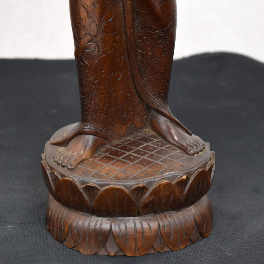 Vintage Balinese Hand-Carved Wooden Dancer in Gelungan Headdress-8