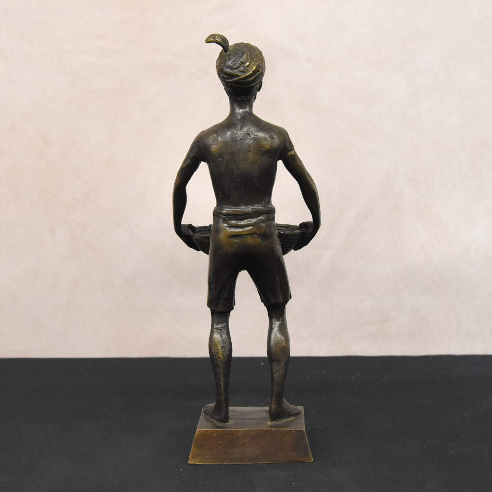 Bronze Blackamoor Basket Figure After Franz Xaver Bergman-3