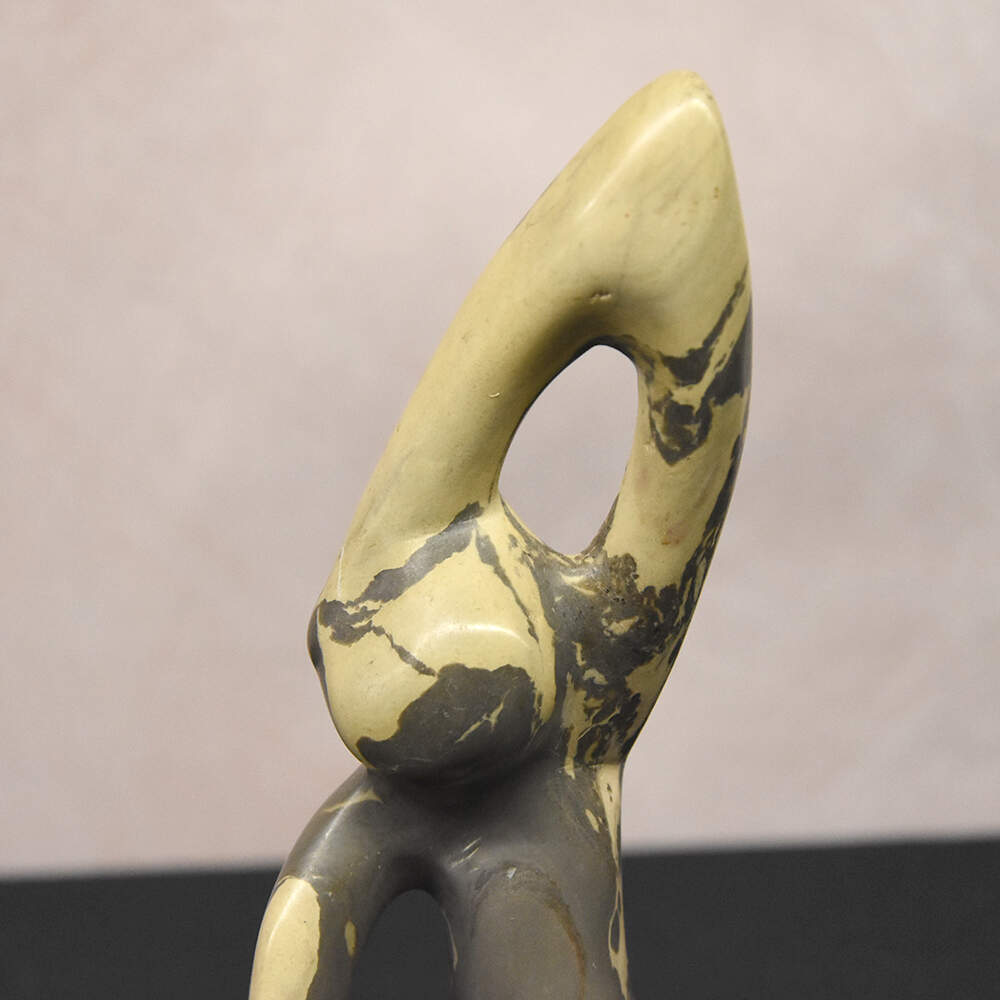 Marked Interport Kenyan Hand-Carved Soapstone Monkey Sculpture-5