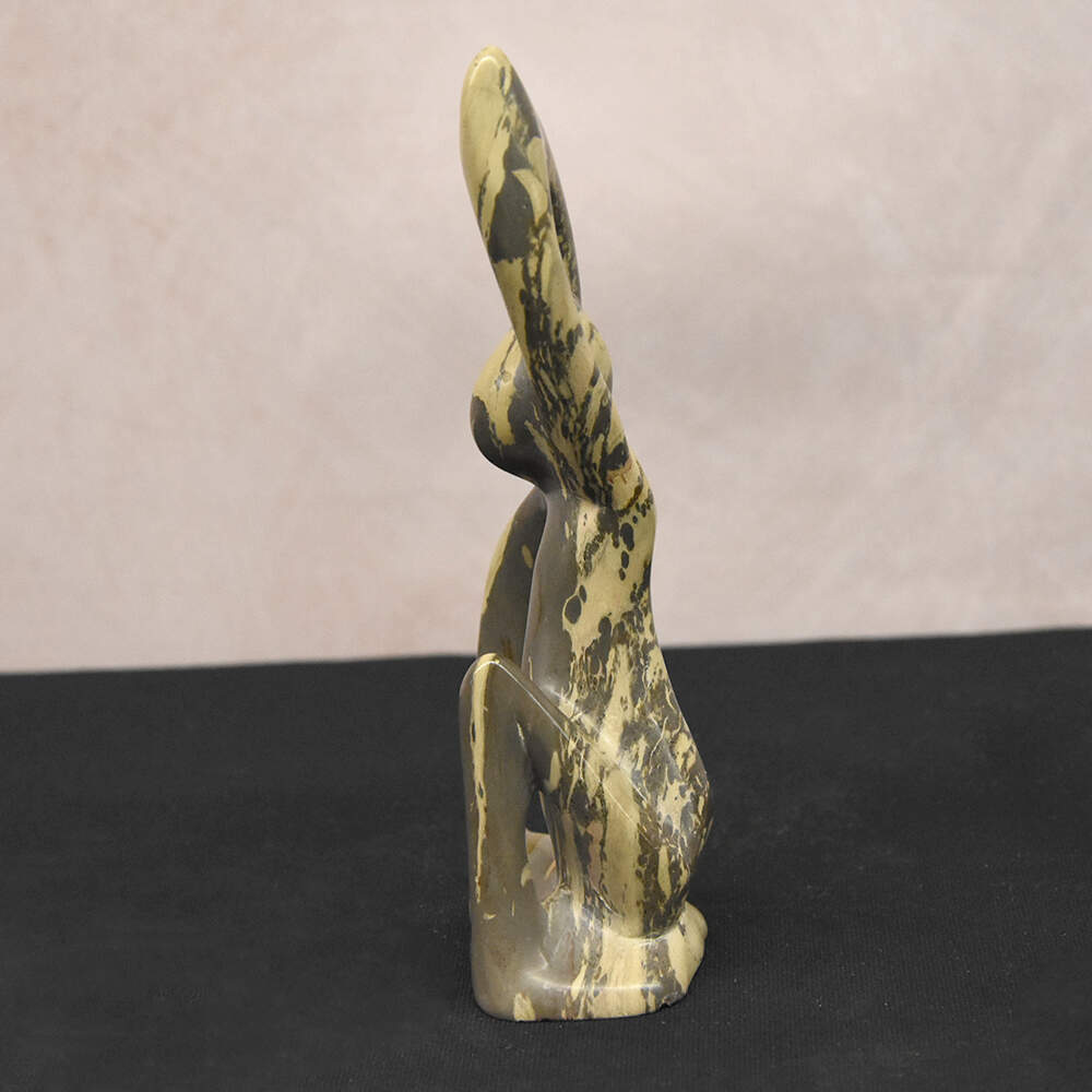 Marked Interport Kenyan Hand-Carved Soapstone Monkey Sculpture-2