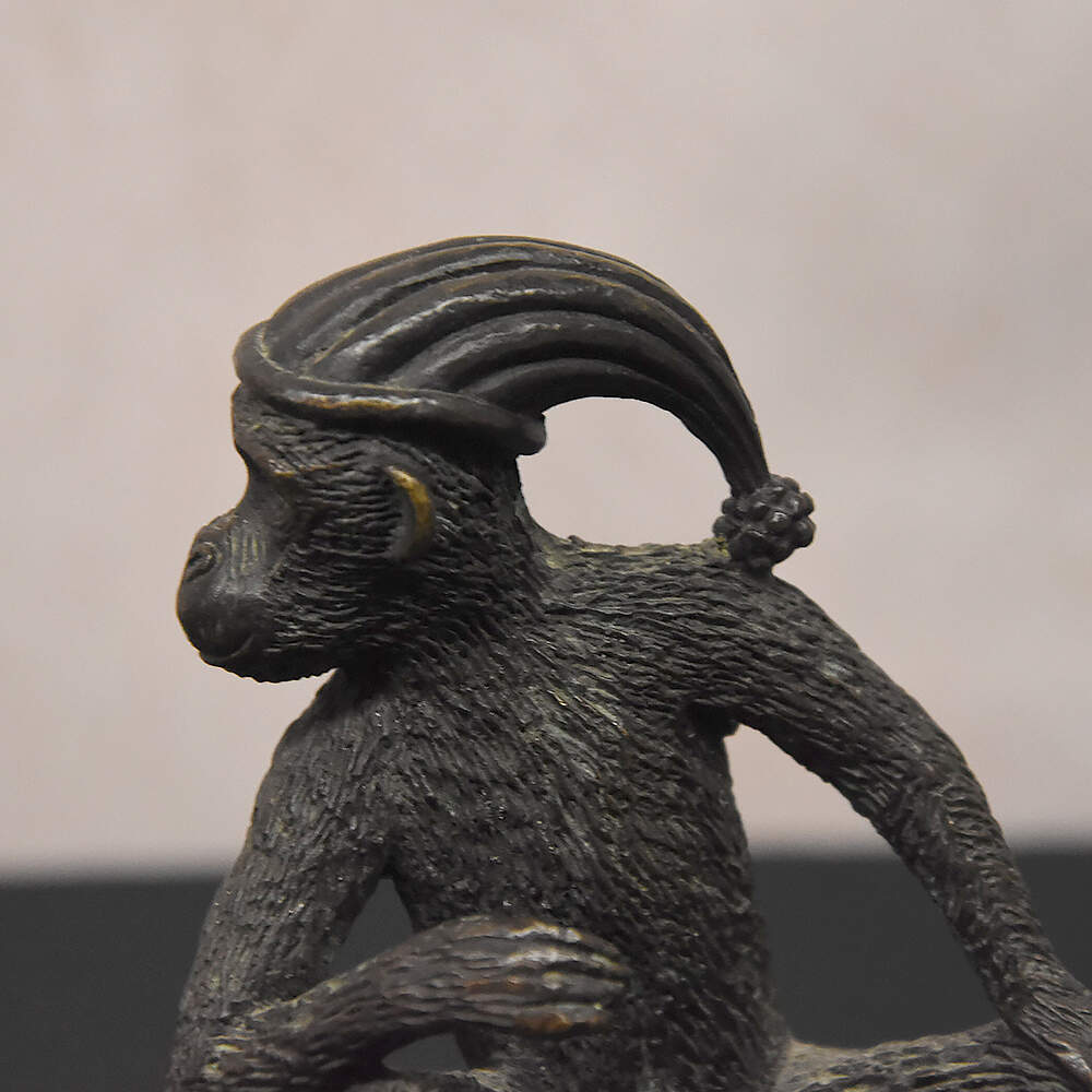 Pair of Curious Maitlaid-Smith Bronze Monkeys in Hats-2