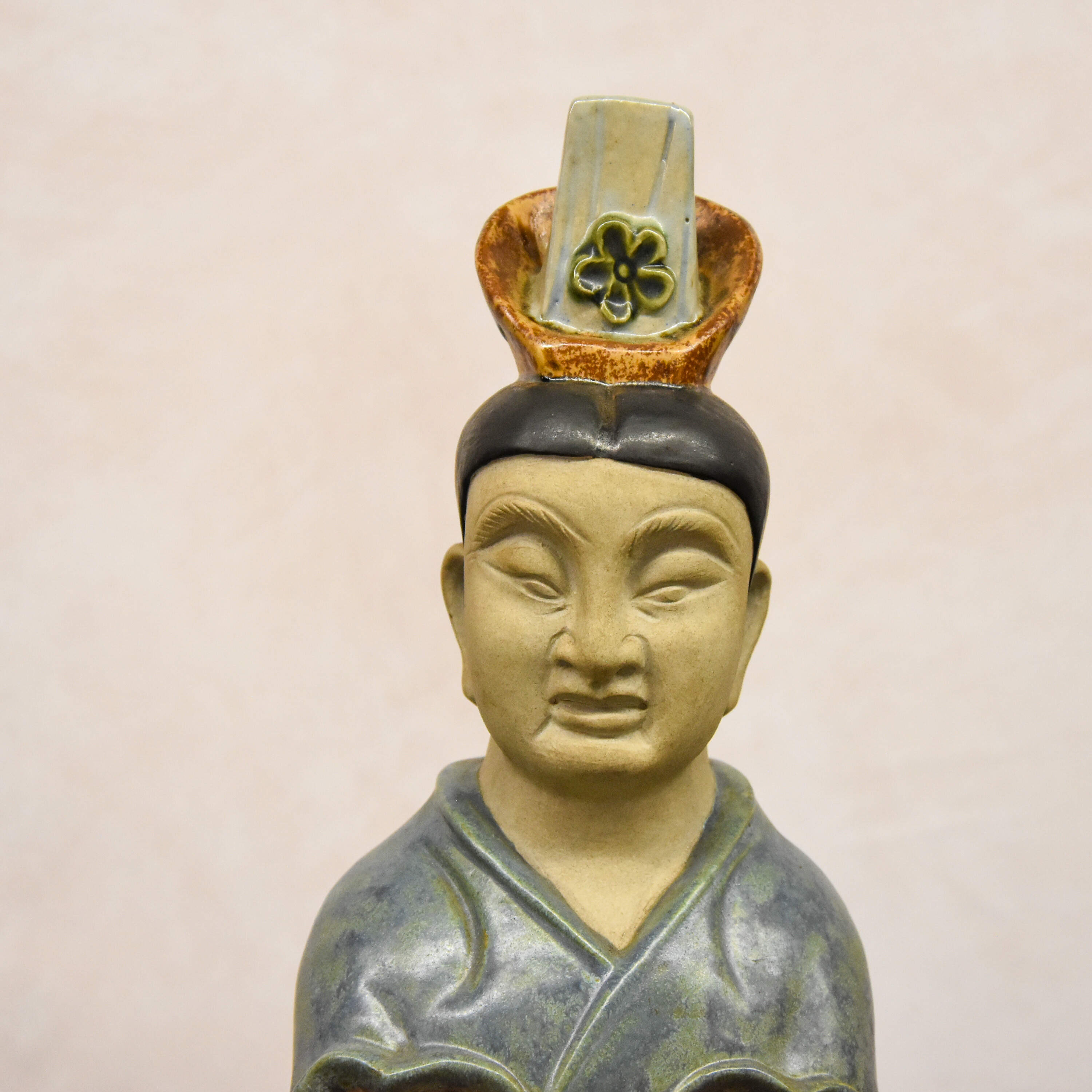 Pair of Chinese Pottery Male and Female Figures-4