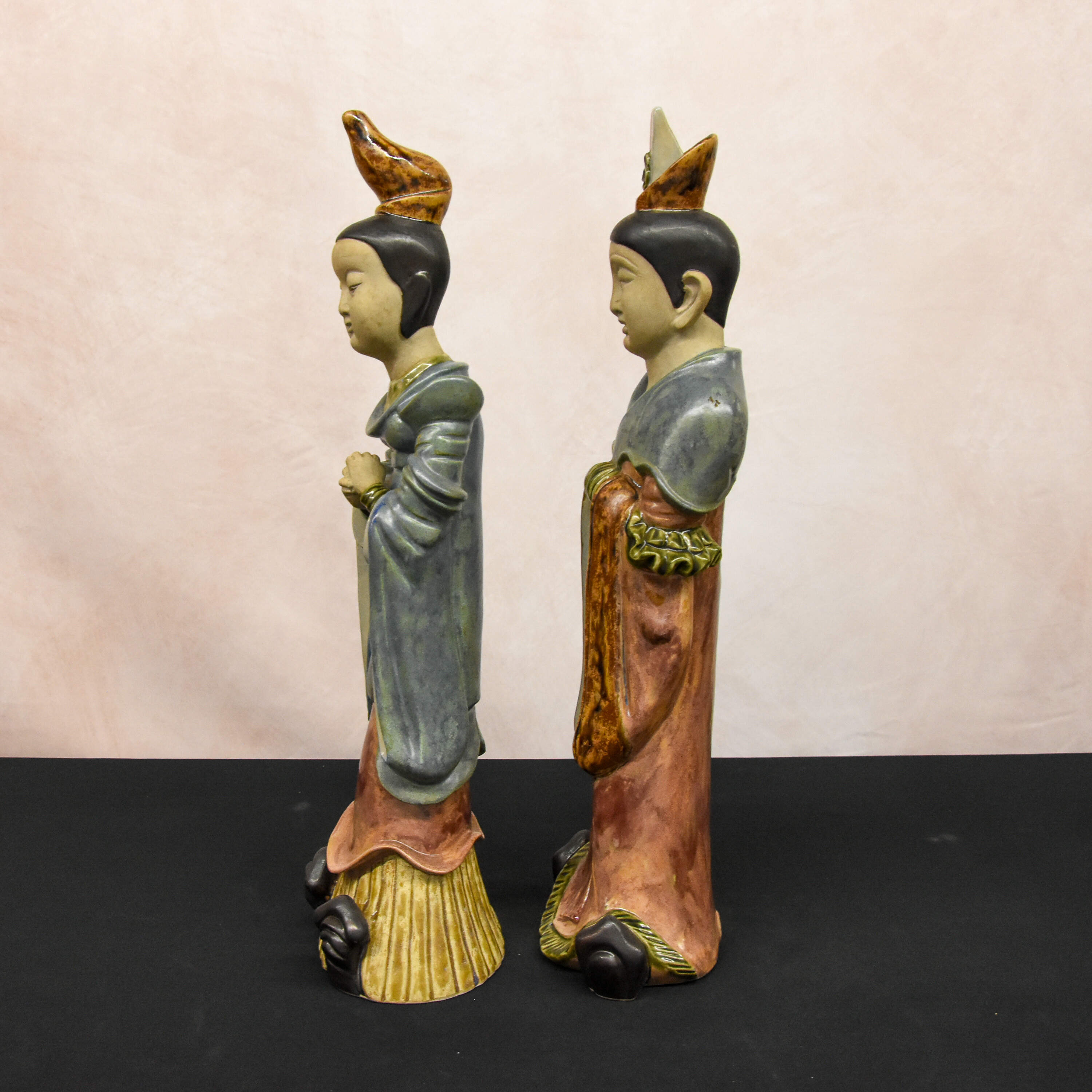 Pair of Chinese Pottery Male and Female Figures-2
