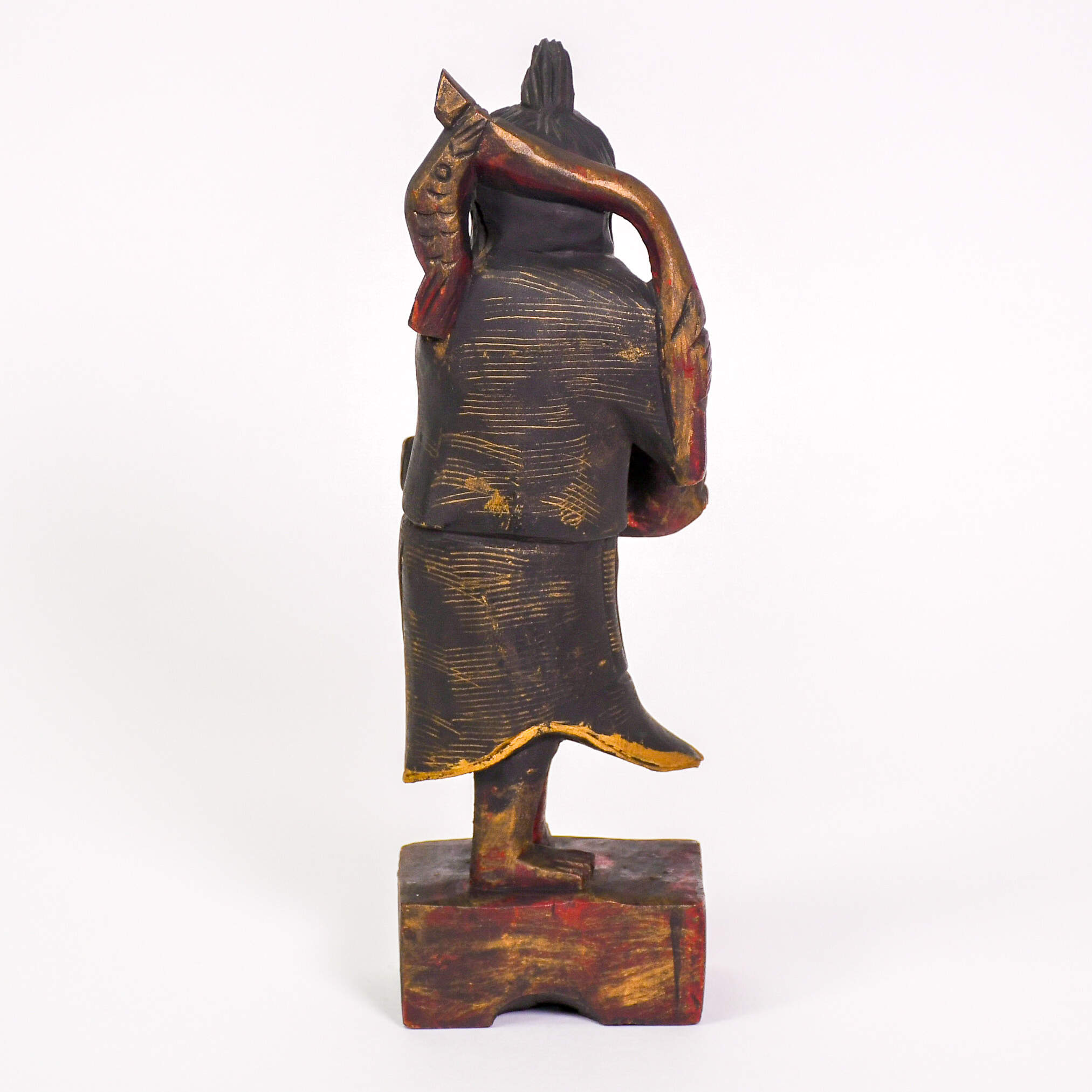 Wooden Carved Man with Catch of the Day Figure-3