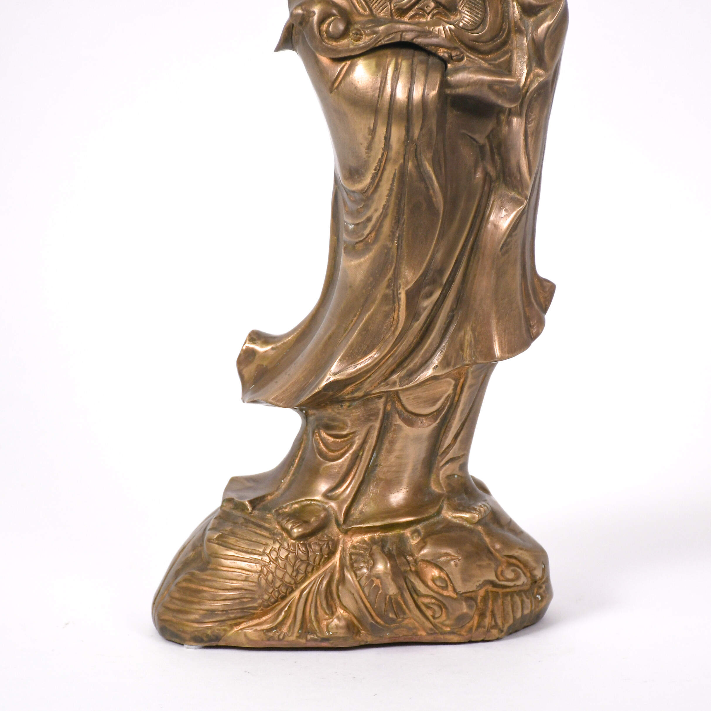 Cast Metal Kwan Yin Riding a Dragon Statuette-7