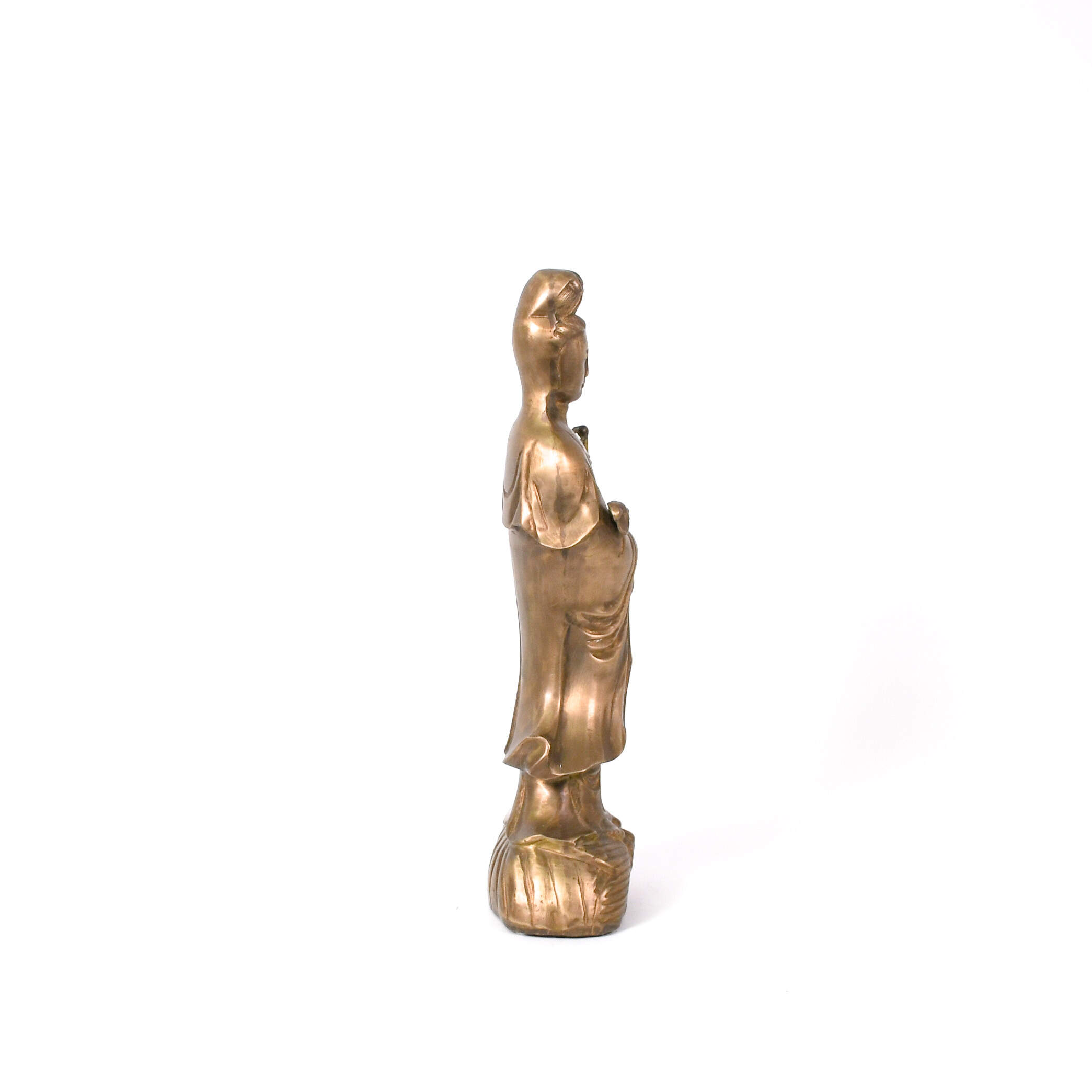 Cast Metal Kwan Yin Riding a Dragon Statuette-4