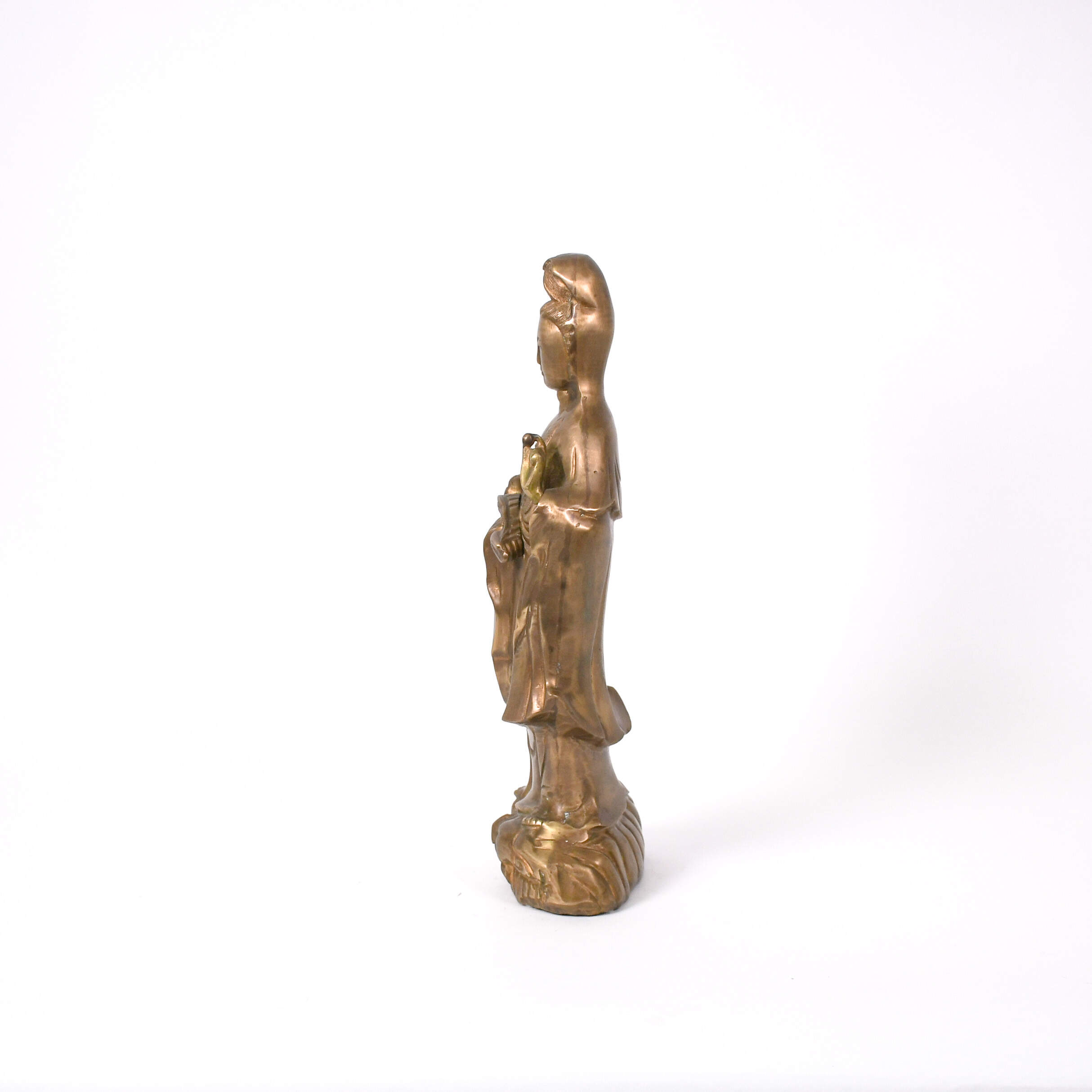 Cast Metal Kwan Yin Riding a Dragon Statuette-2
