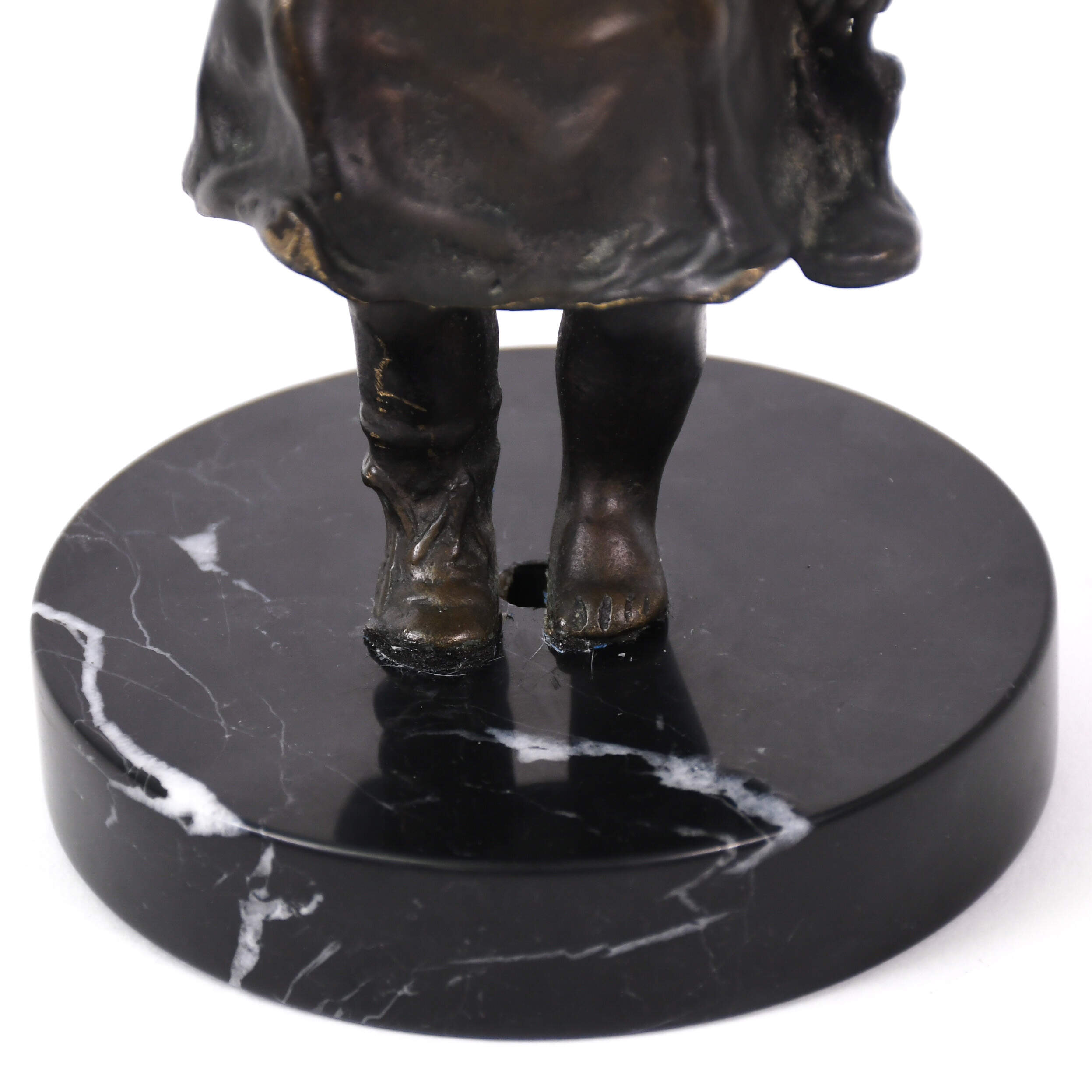 Signed Juan Clara Bronze of Girl on Marble Base-6