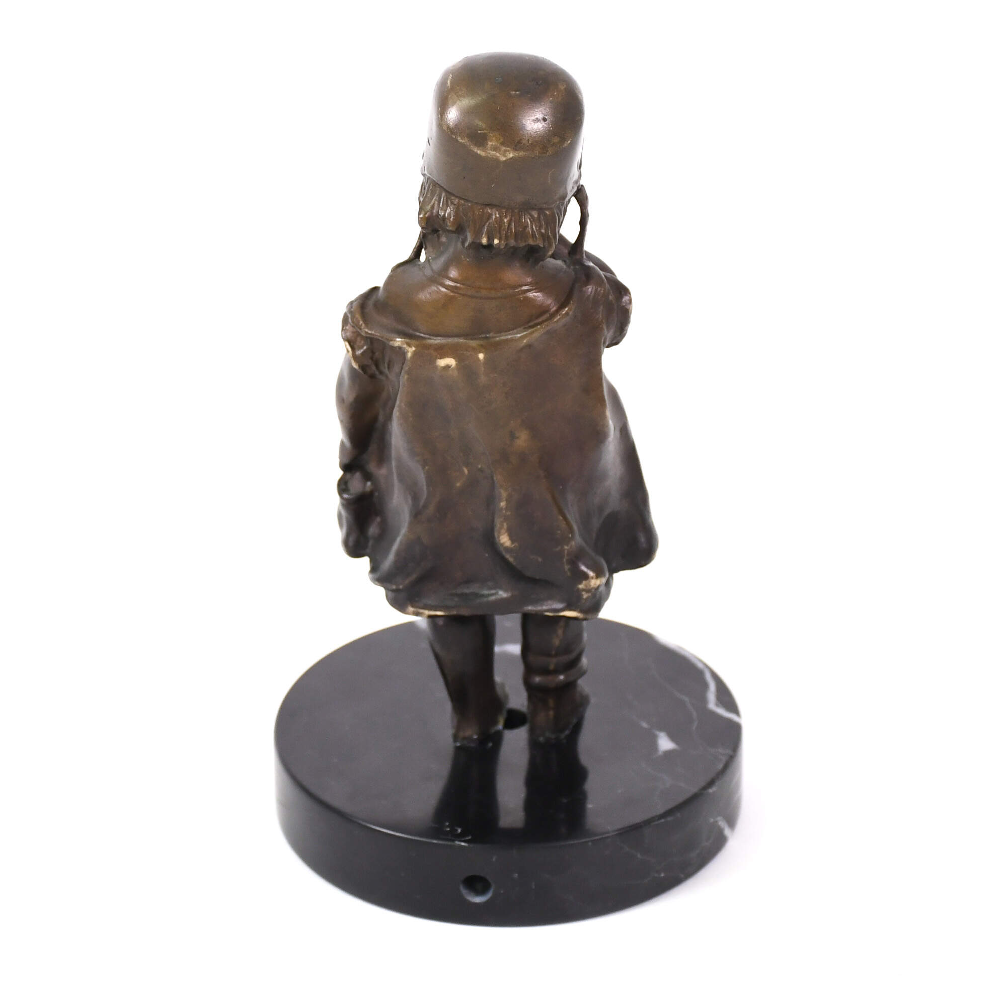 Signed Juan Clara Bronze of Girl on Marble Base-3