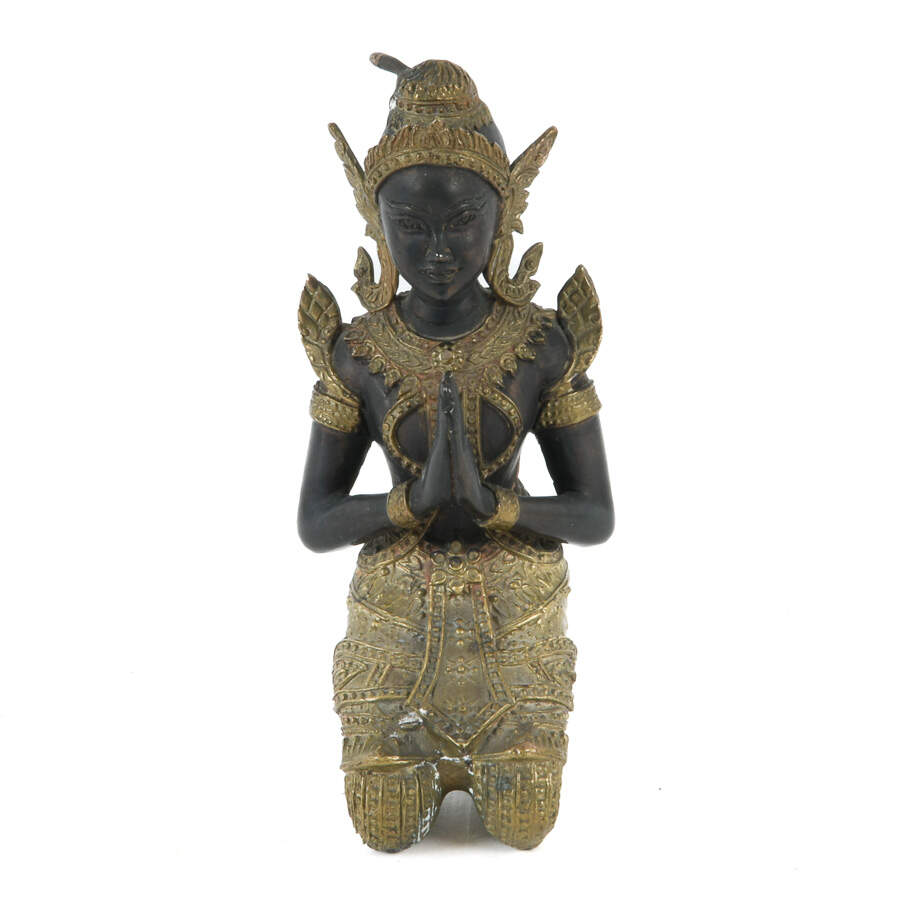 Antique Bronze Sculpture of Thai Teppanom Kneeling-1