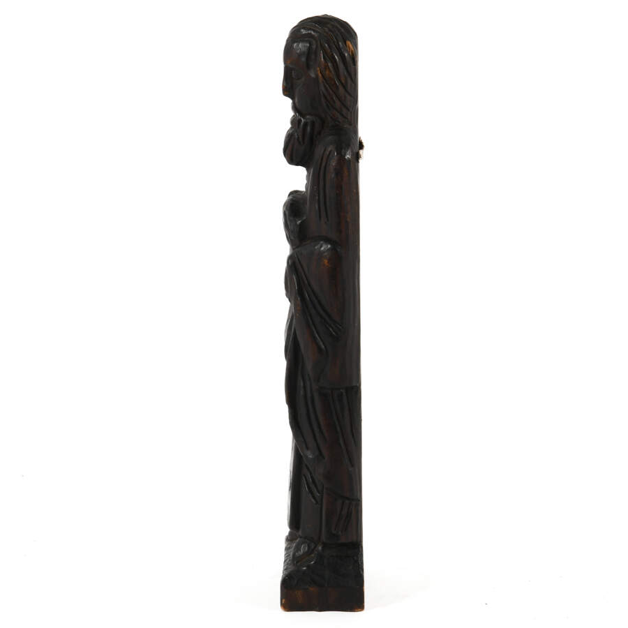 Antique Wooden Figure of Man Holding a Book-7