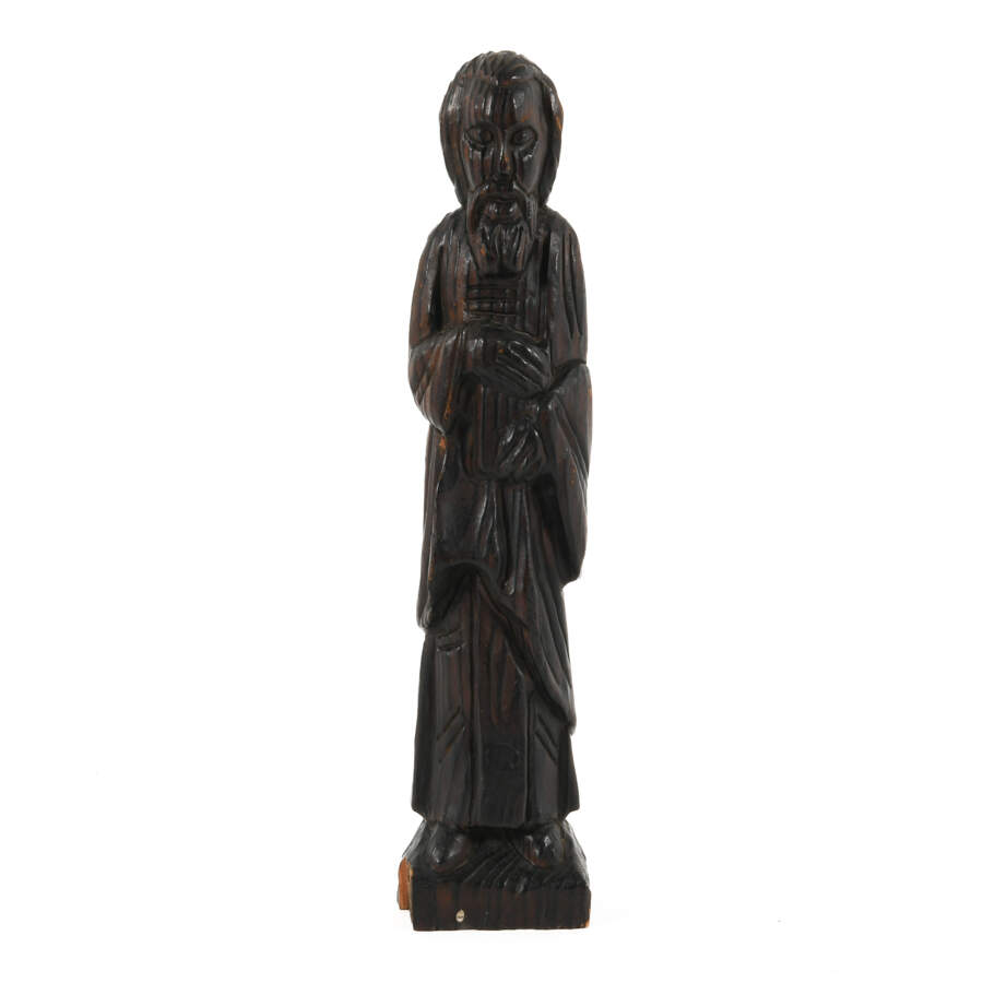 Antique Wooden Figure of Man Holding a Book-1