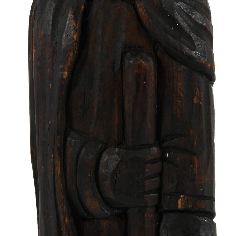 Antique Wooden Figure of Man Holding a Mace-4
