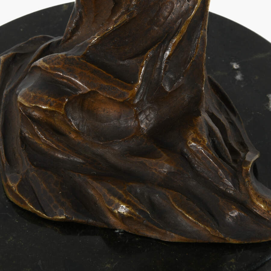 Antique Bronze Barefoot Flapper Figure on Marble Stand-8