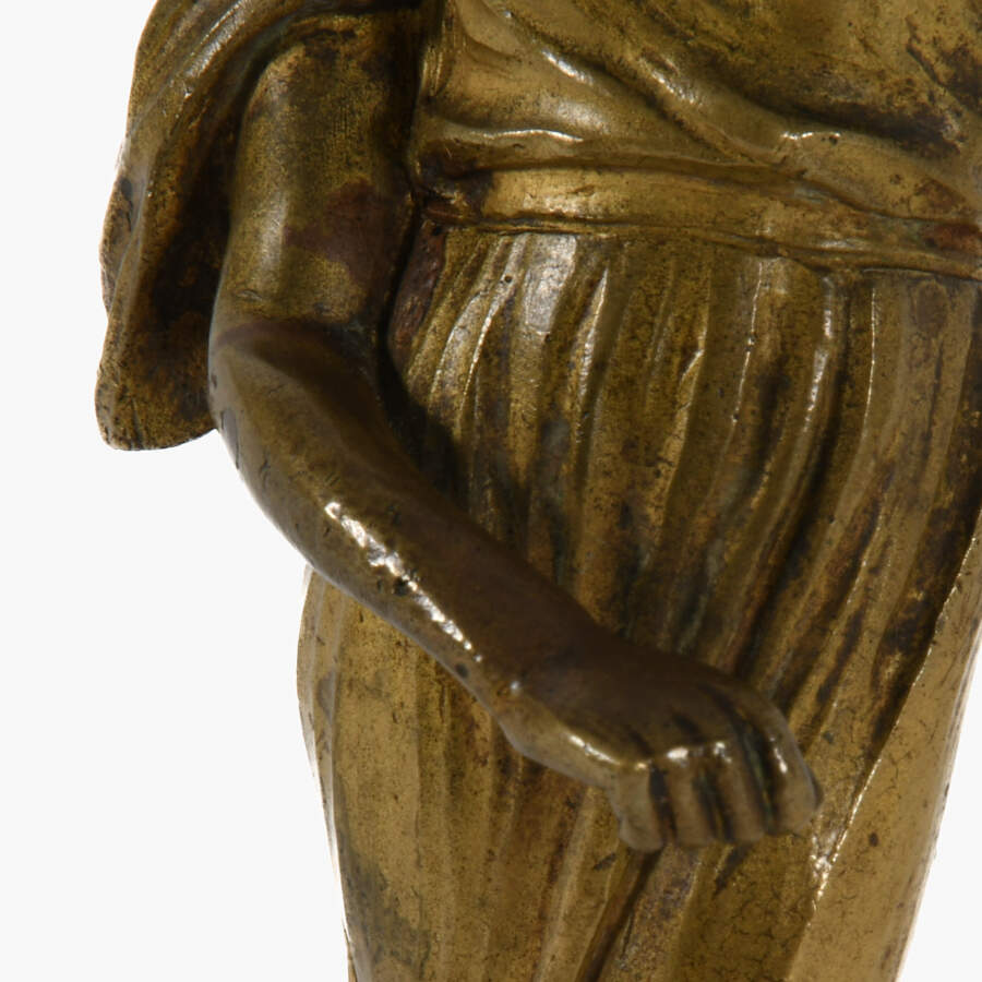 Antique Bronze Barefoot Flapper Figure on Marble Stand-4