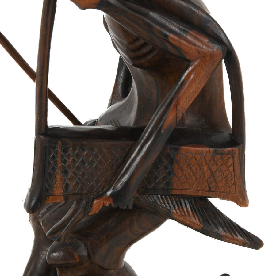 Antique Carved Wood Balinese Duck Farmer Figure-8