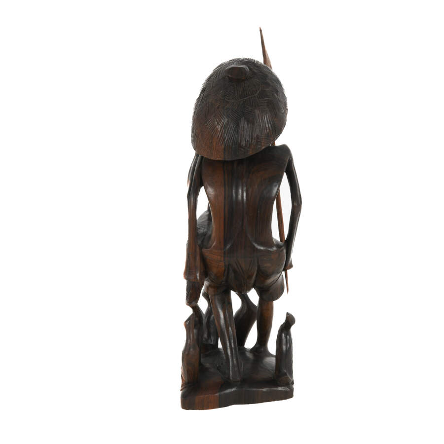 Antique Carved Wood Balinese Duck Farmer Figure-5