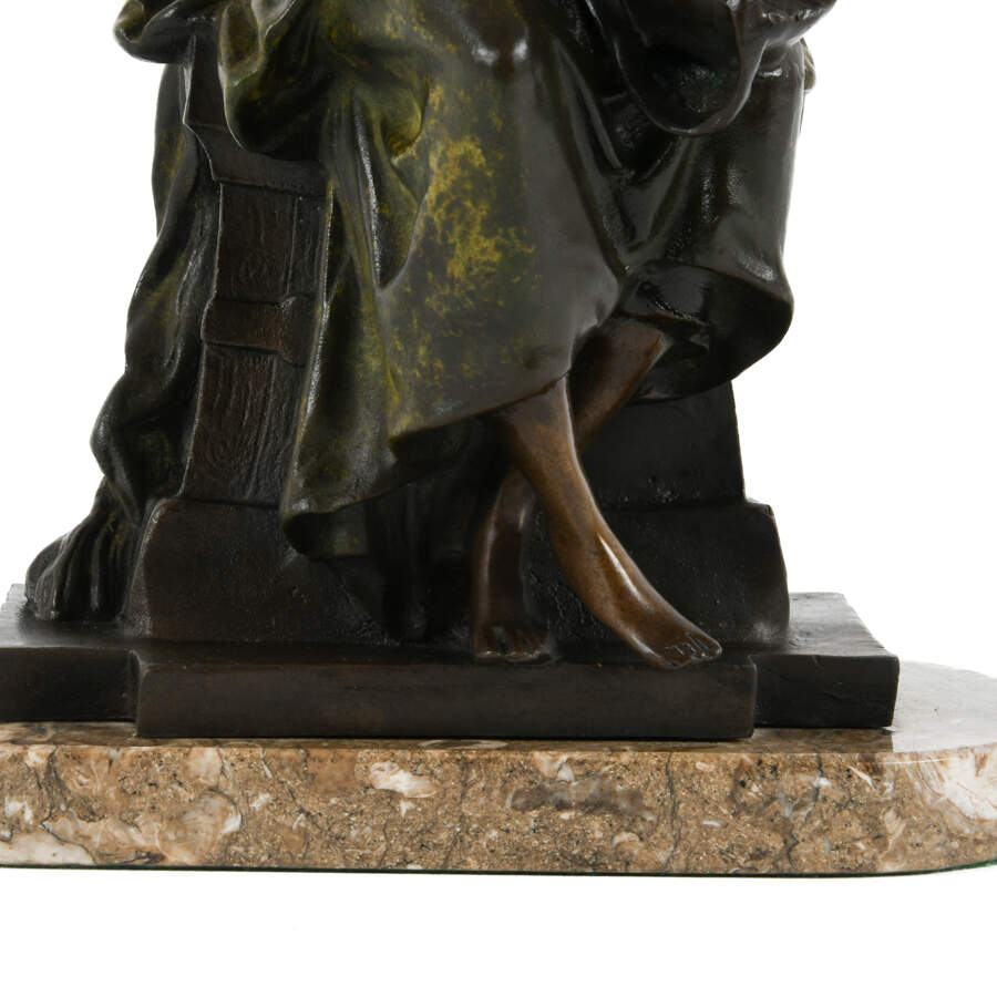 Metal Sculpture of a Seated Lady After Hipolye Fancois Moreau-8