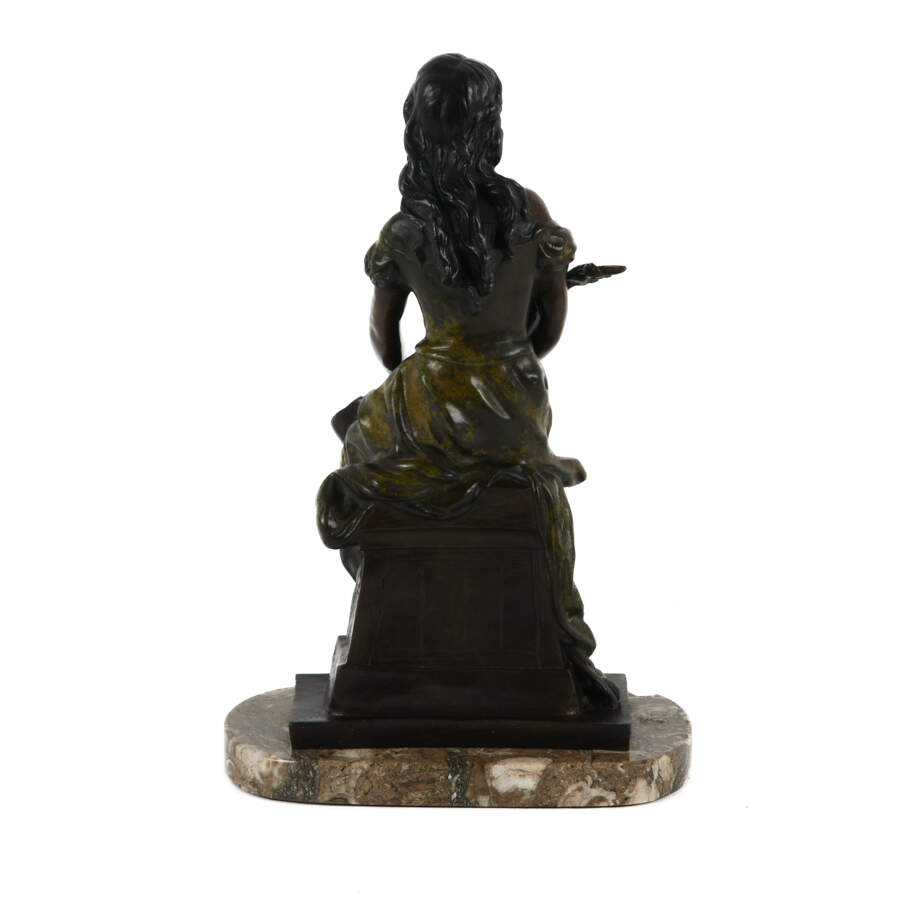Metal Sculpture of a Seated Lady After Hipolye Fancois Moreau-4