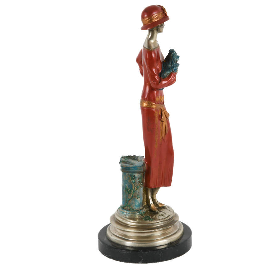 Cold Painted Statuette of an Art Deco-Style Woman and Her Dog-4