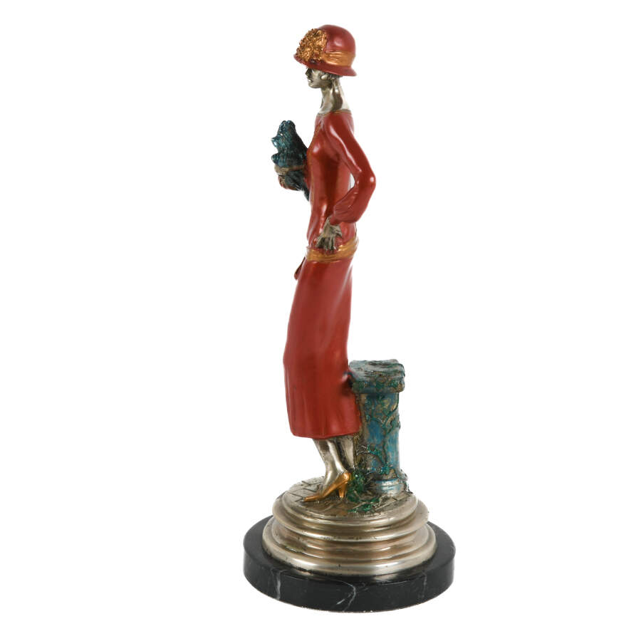 Cold Painted Statuette of an Art Deco-Style Woman and Her Dog-2