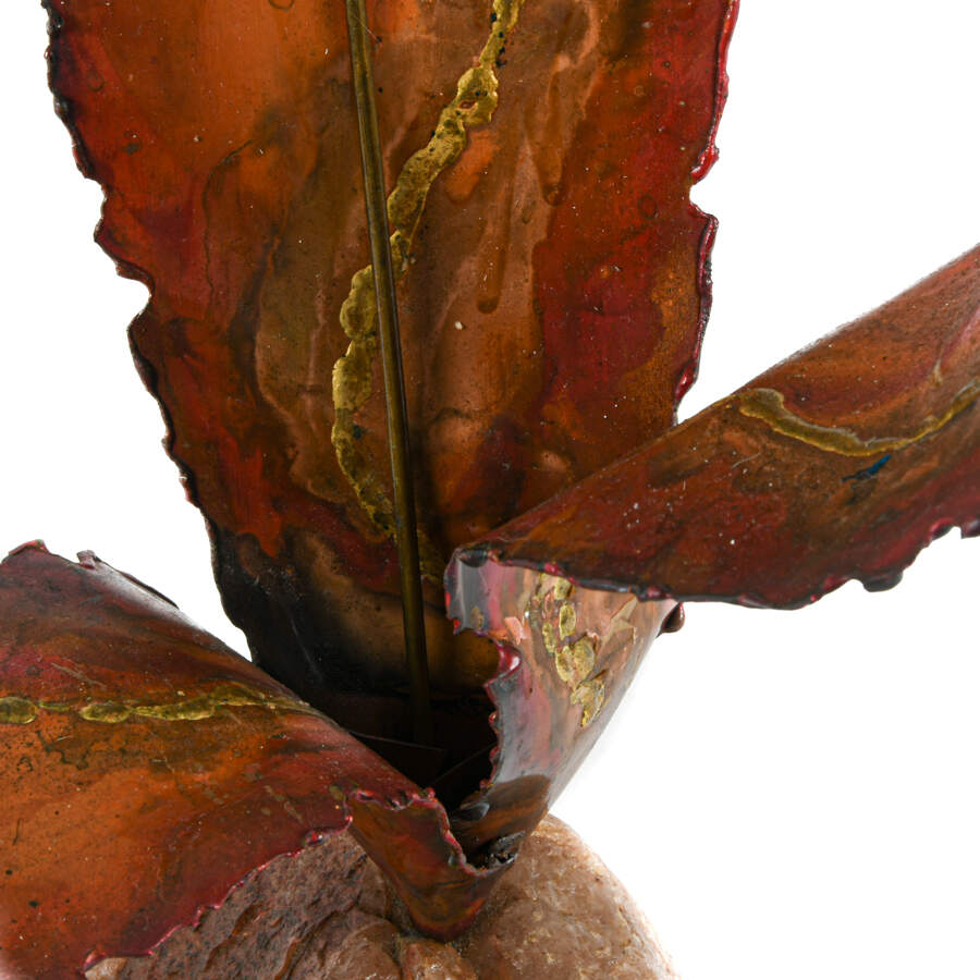 MCM Brutalist Copper Flower Sculpture-7
