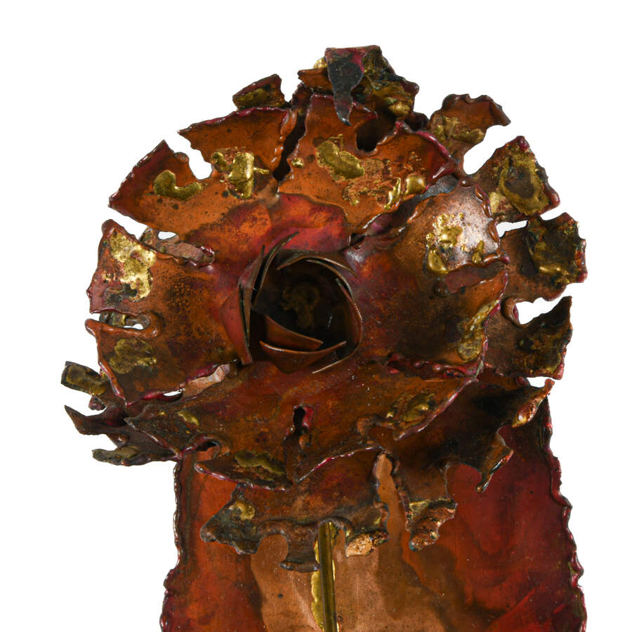 MCM Brutalist Copper Flower Sculpture-6