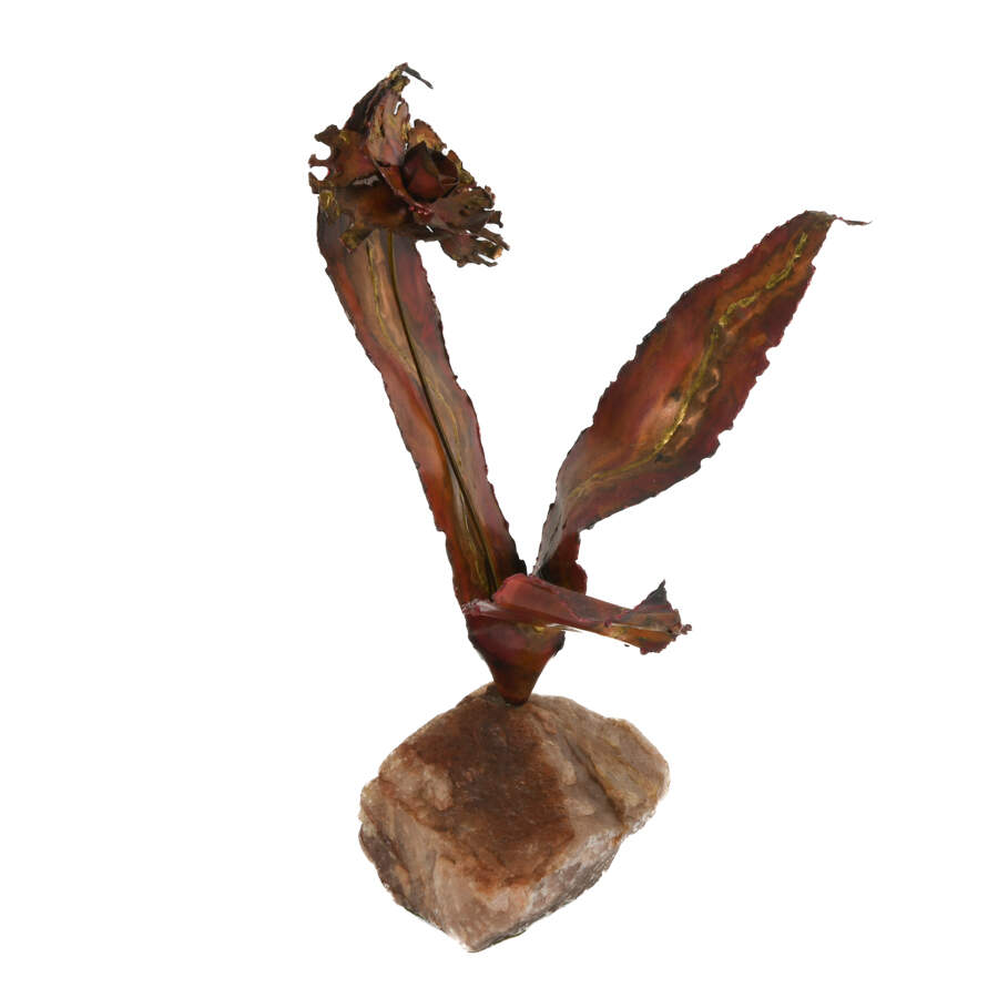 MCM Brutalist Copper Flower Sculpture-5