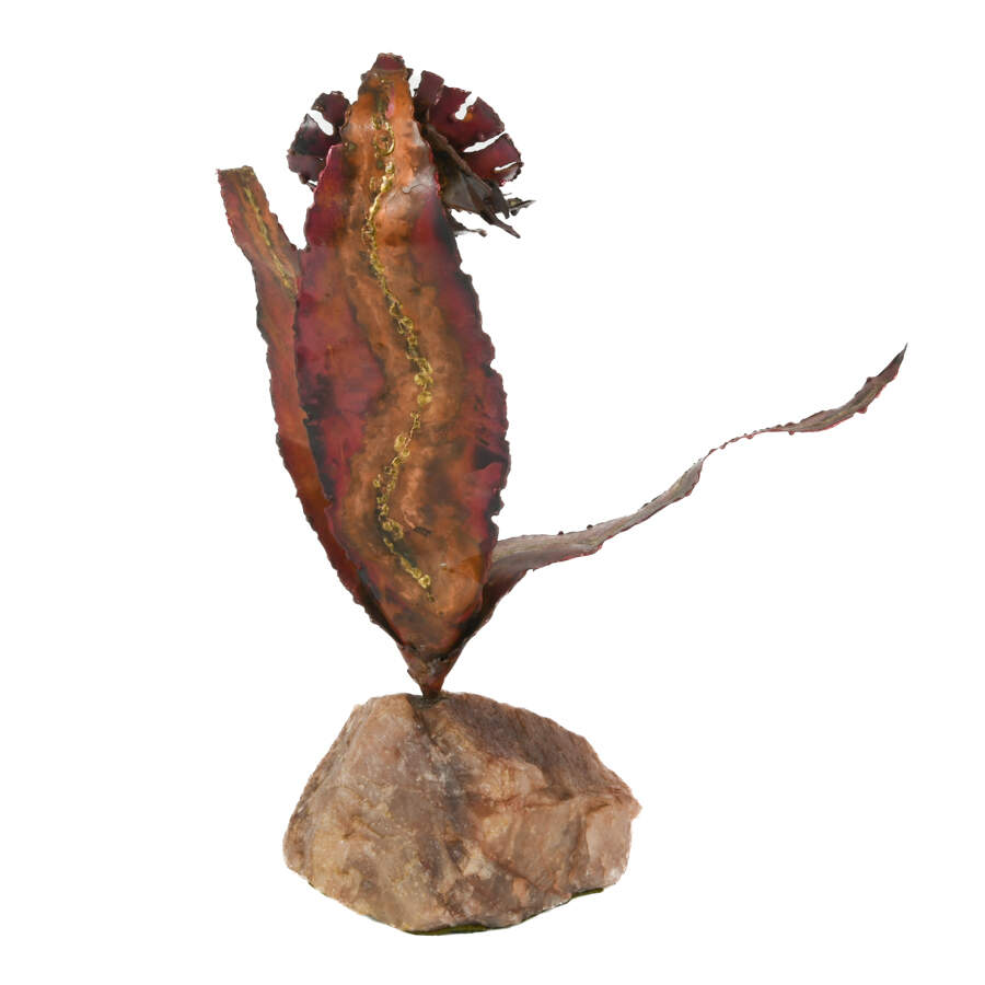 MCM Brutalist Copper Flower Sculpture-4