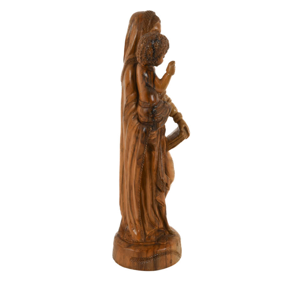 Antique Carved Wood Statuette of Holy Mother and Child-4