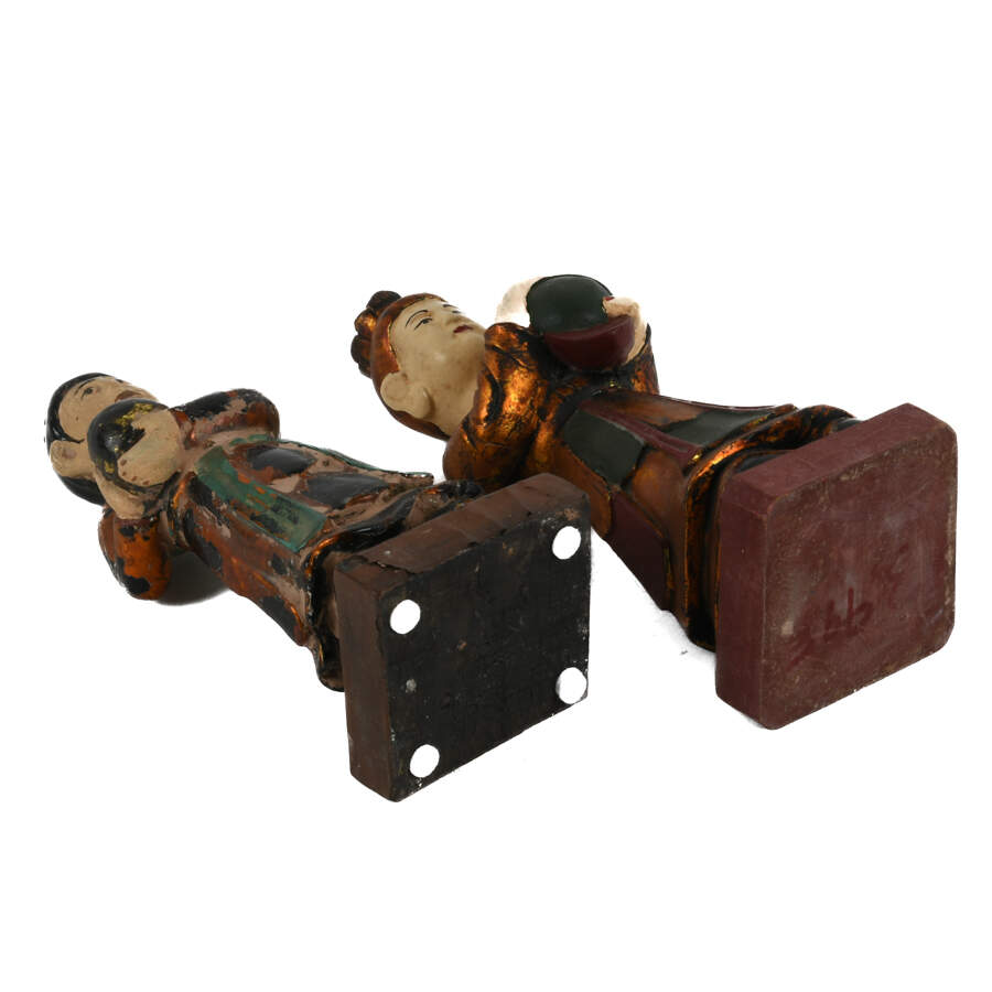 Pair of Asian Carved Wood Figurines-9