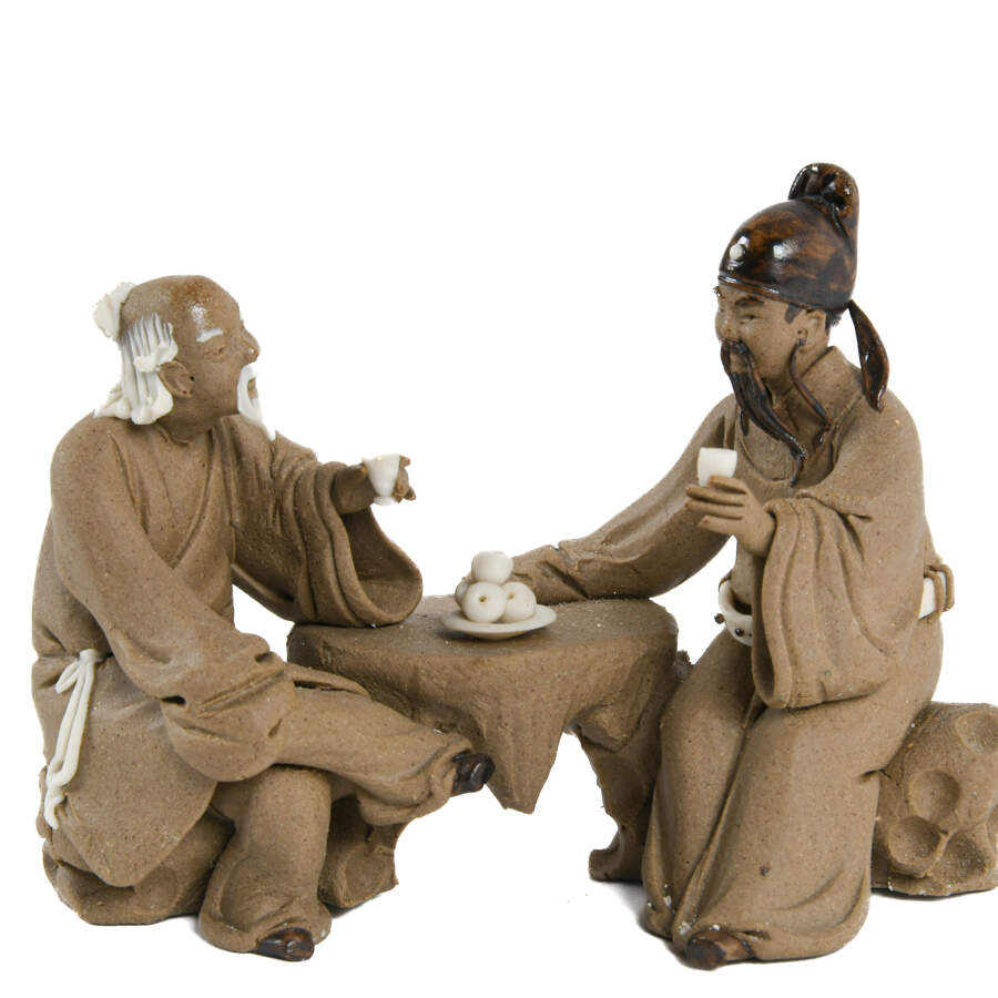 Grouping of 3 Clay Mudmen Statues-14