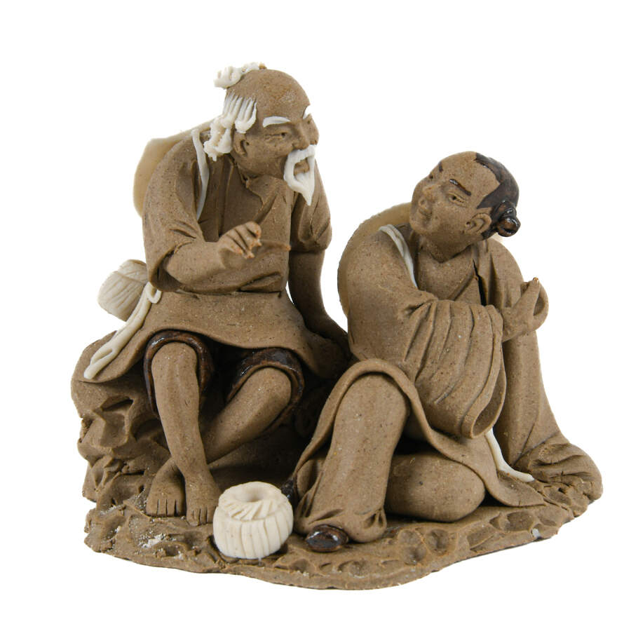 Grouping of 3 Clay Mudmen Statues-12